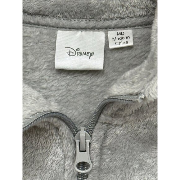 Disney Gray Pooh Fleece 1/4 zip Cropped shirt elastic waist cuffs Size Medium - Picture 6 of 9